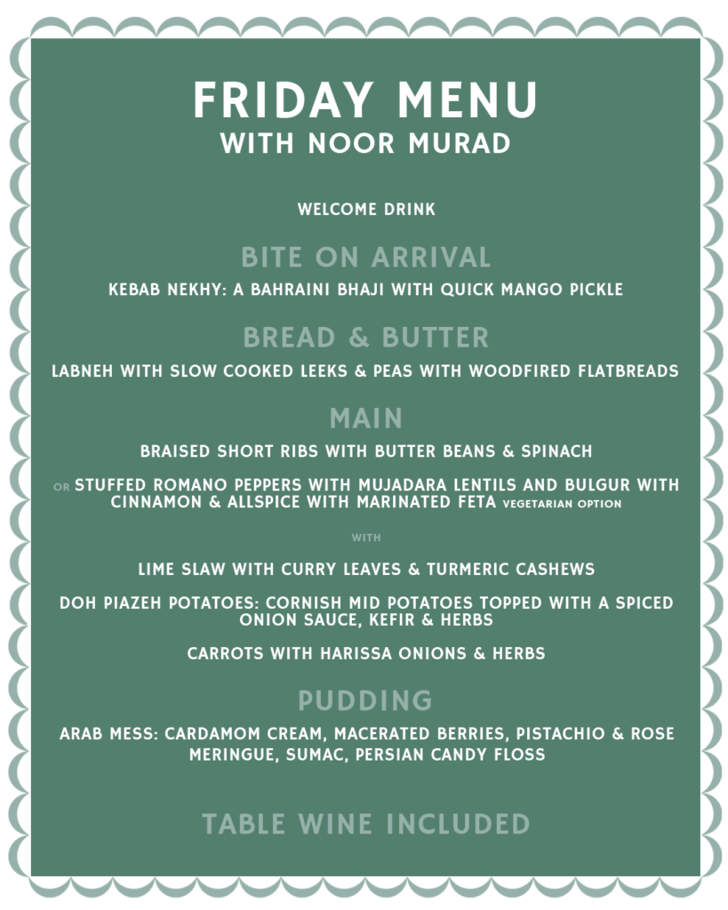 Long Table Banquet Friday menu